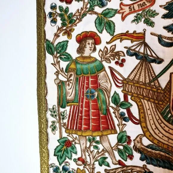 Large Wall Hanging Tapestry 15 Century French 26 x 22 Gorgeous detail Stunning - Picture 7 of 12